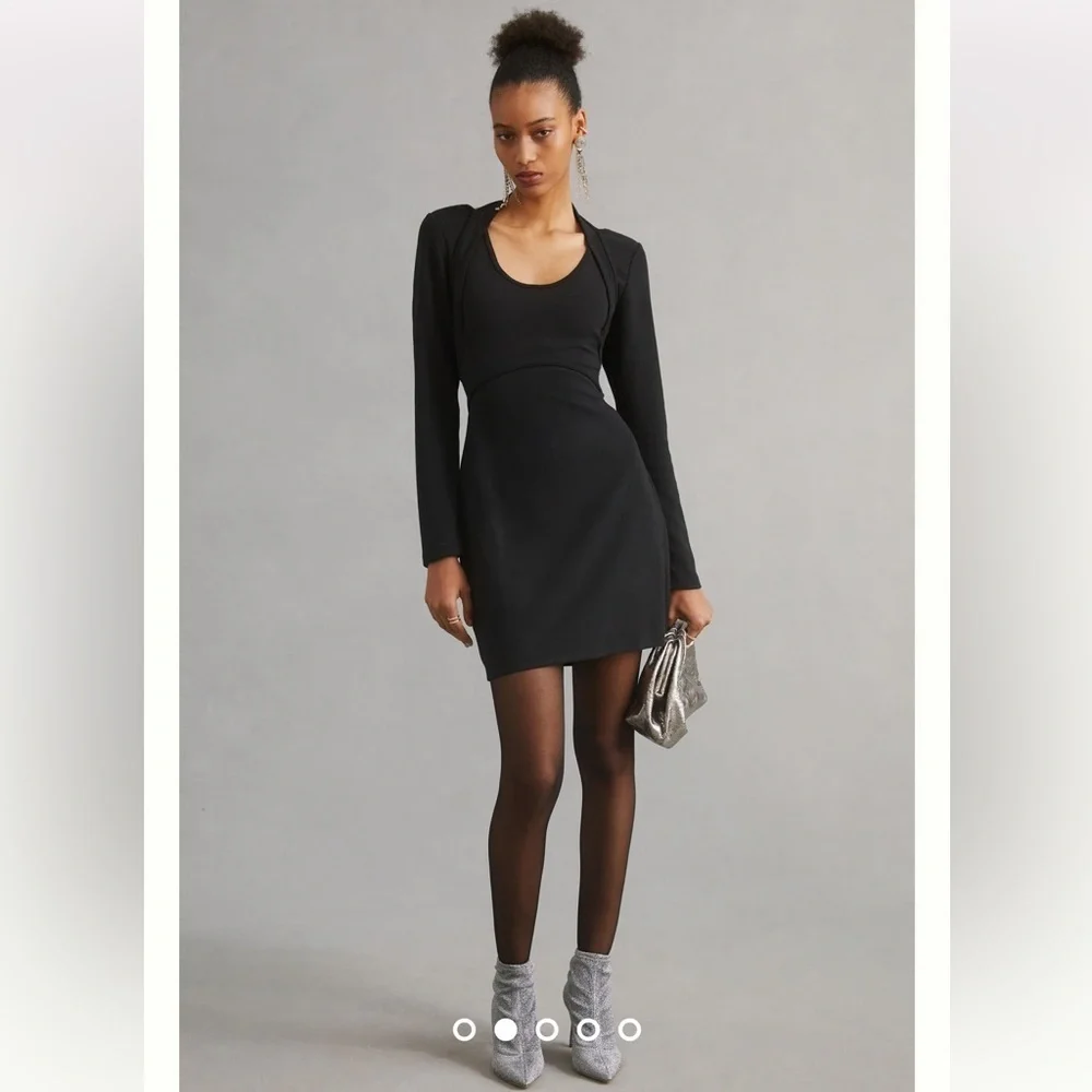 ANTHROPOLOGIE NWT By Anthropologie Long-Sleeve Mini Dress Size M. - Picture 5 of 11